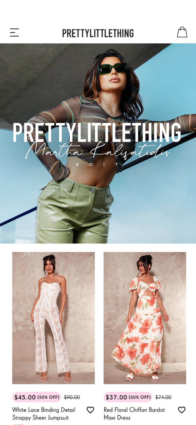 PrettyLittleThing mobile app screen